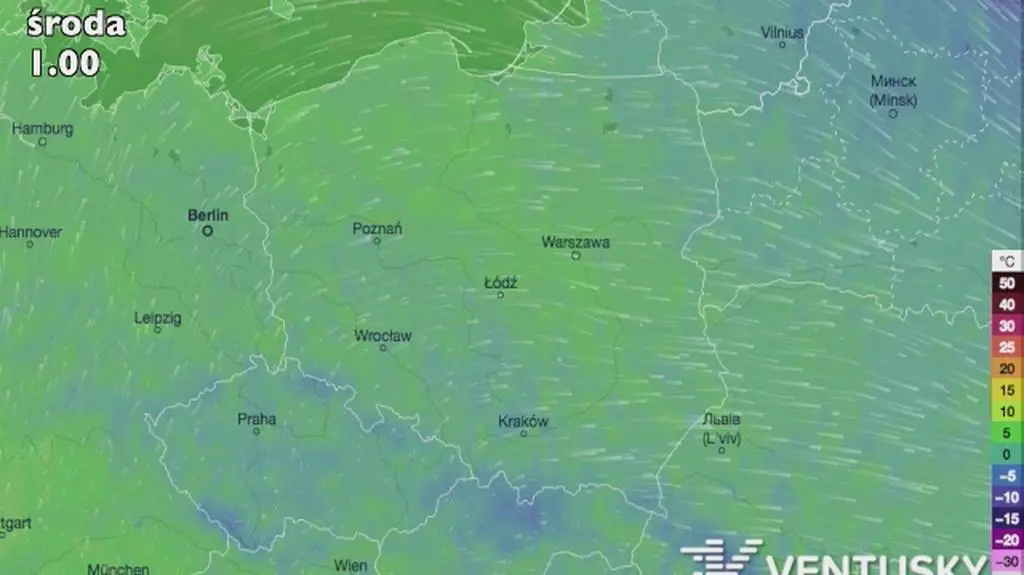 Prognoza temperatury na pięć dni (źródło: Ventusky)