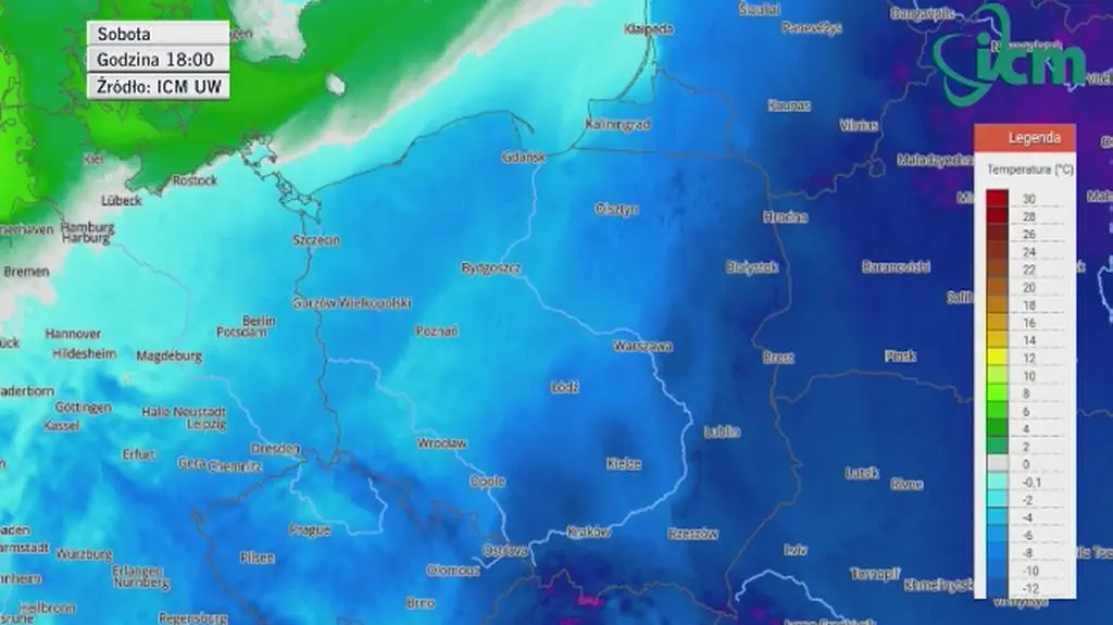 Prognoza temperatury od soboty godz