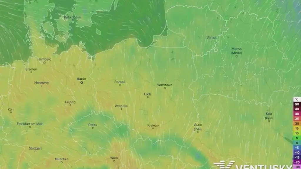 Prognoza temperatury w najbliższych dniach (ventusky