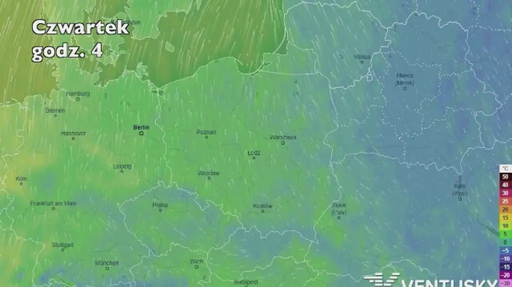Prognoza temperatury w najbliższych dniach (Ventusky