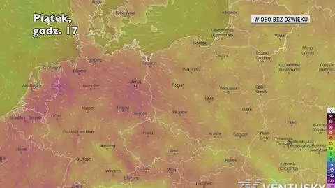 Prognozowana temperatura w ciągu kolejnych dni (Ventusky)