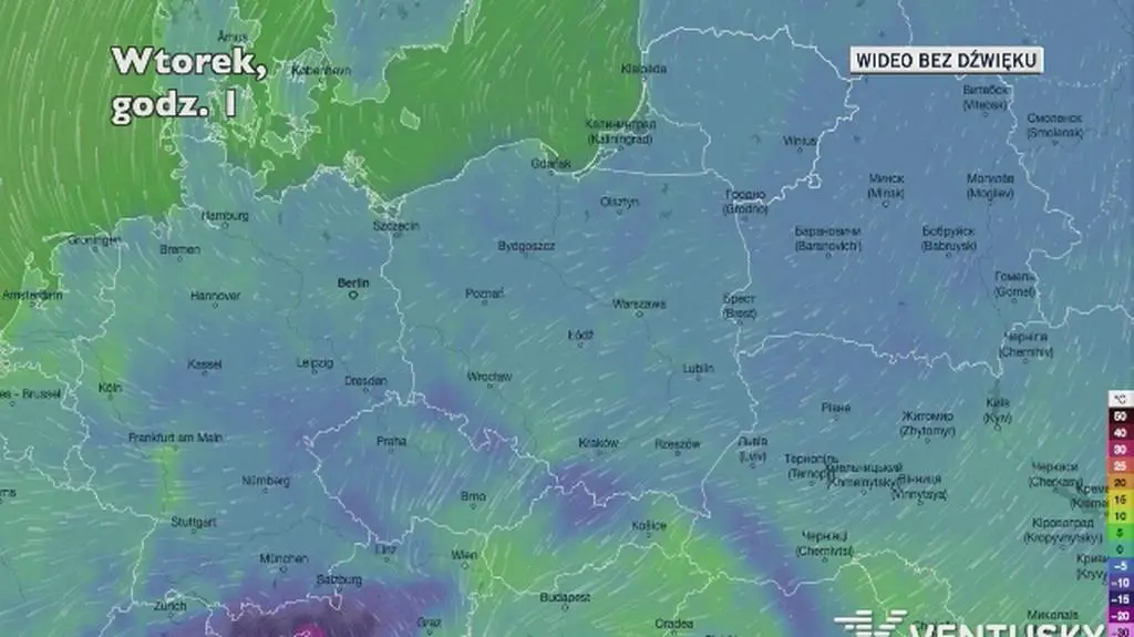 Prognozowana temperatura w kolejnych dniach (Ventusky.com)