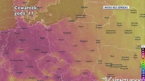 Prognozowana temperatura w kolejnych dniach (Ventusky