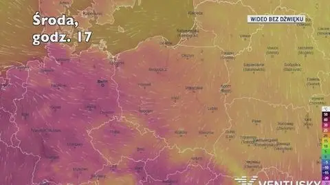 Prognozowana temperatura w kolejnych dniach (Ventusky