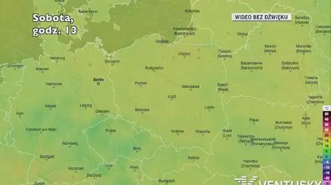 Prognozowana temperatura w kolejnych dniach (Ventusky.com)