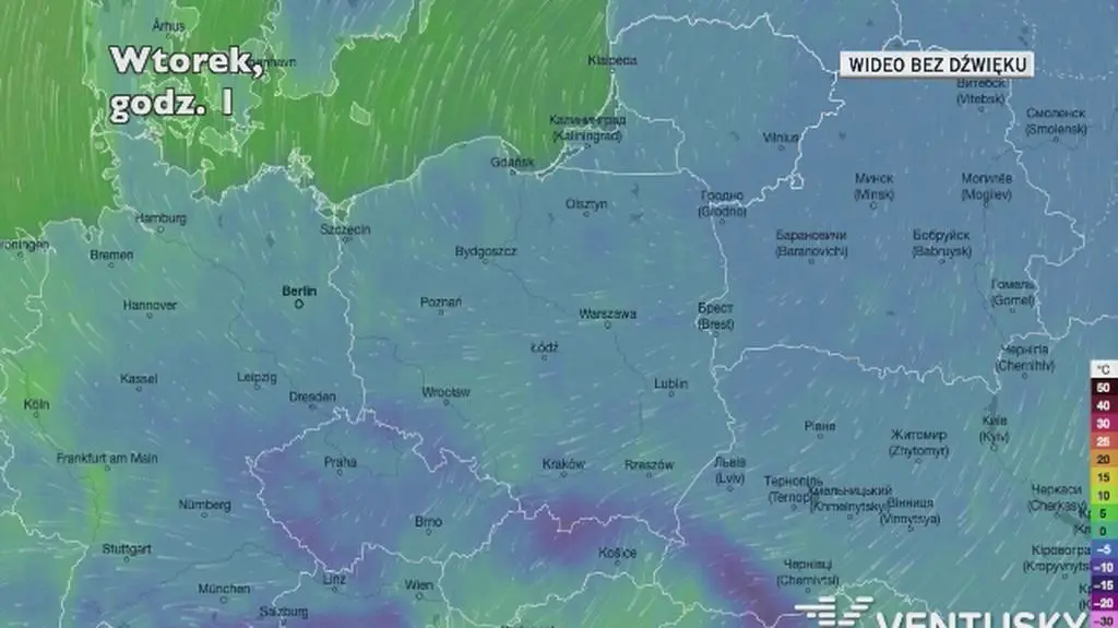 Prognozowana temperatura w najbliższych dniach (Ventusky.com)