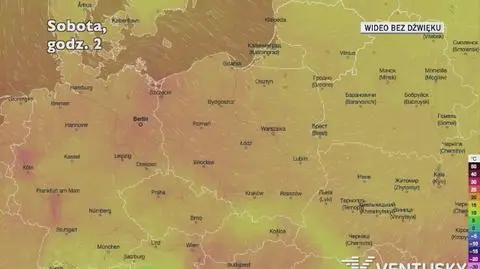 Prognozowana temperatura w najbliższych dniach (Ventusky