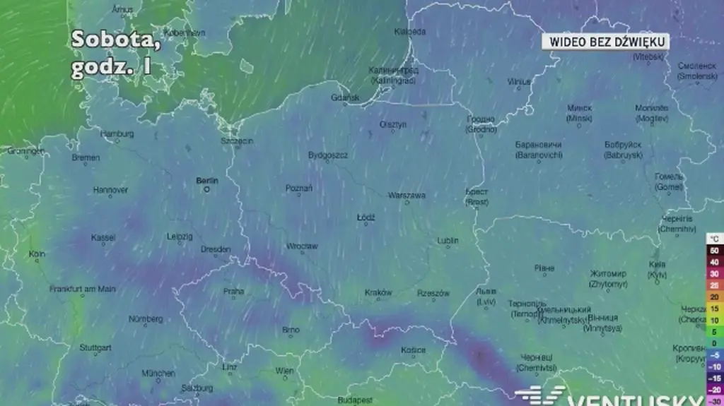 Prognozowana temperatura w najbliższych dniach (Ventusky.com)