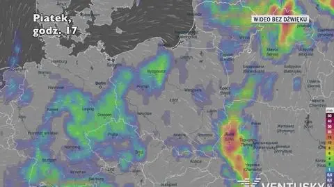 Prognozowane opady deszczu w ciągu kolejnych dni (Ventusky)