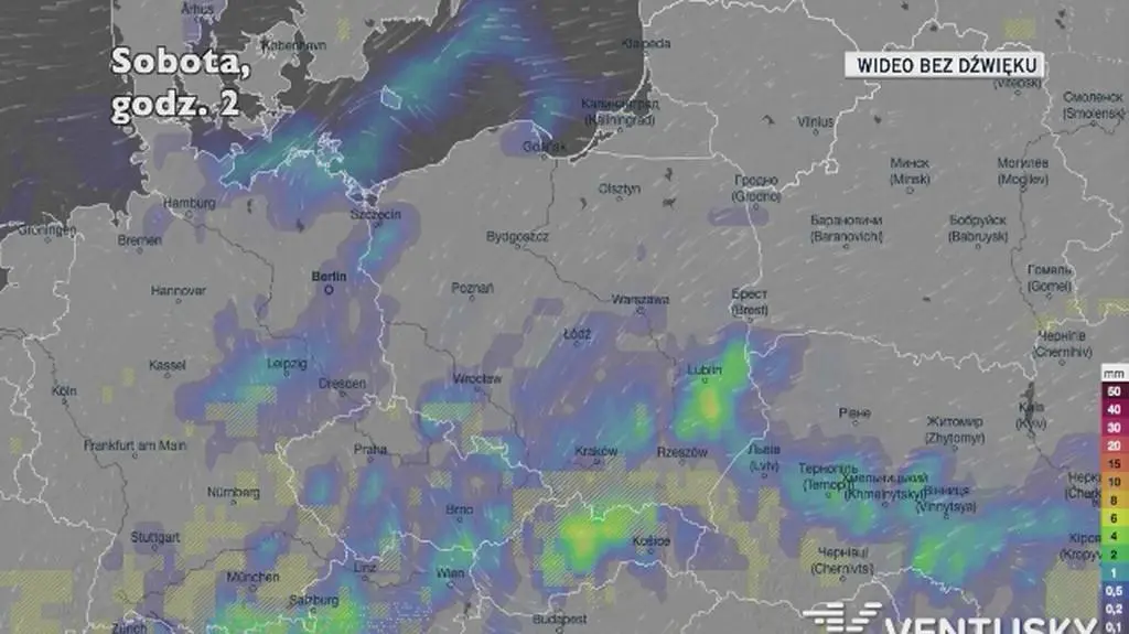 Prognozowane opady w ciągu najbliższych dni (Ventusky