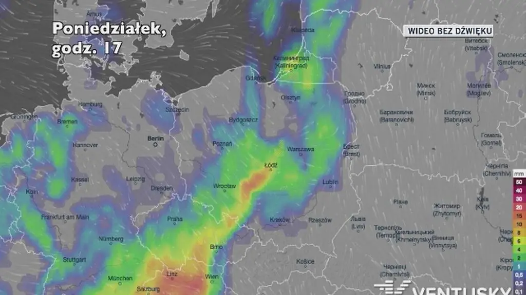 Prognozowane opady w najbliższych dniach