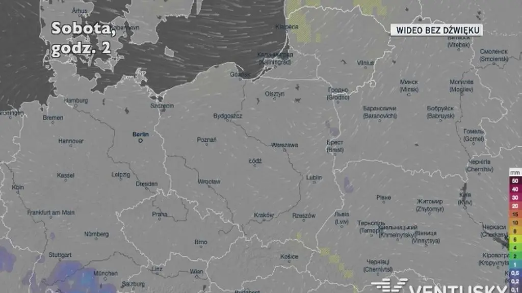 Prognozowane opady w najbliższych dniach (Ventusky.com | wideo bez dźwięku))