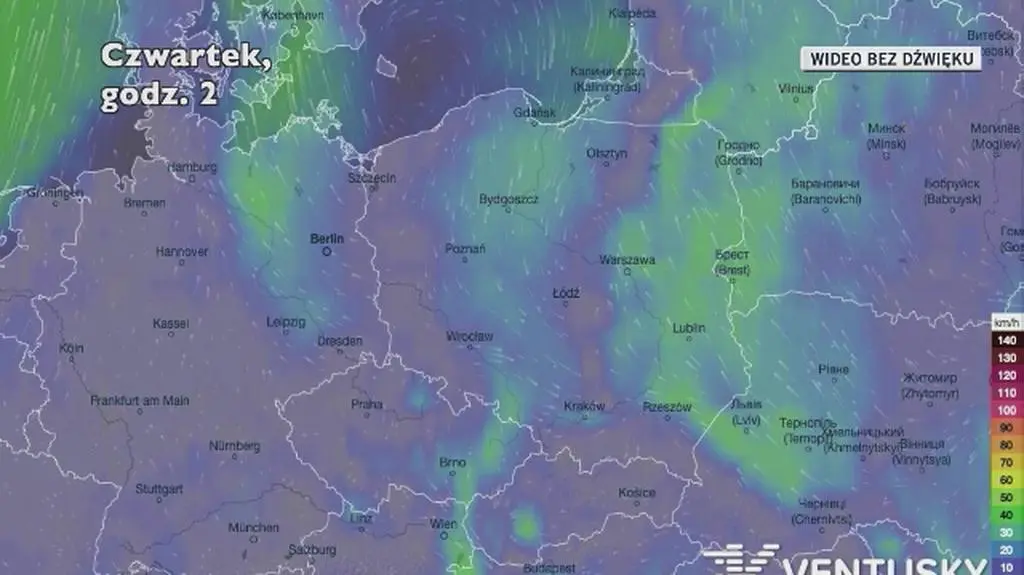 Prognozowane porywy wiatru w najbliższych dniach