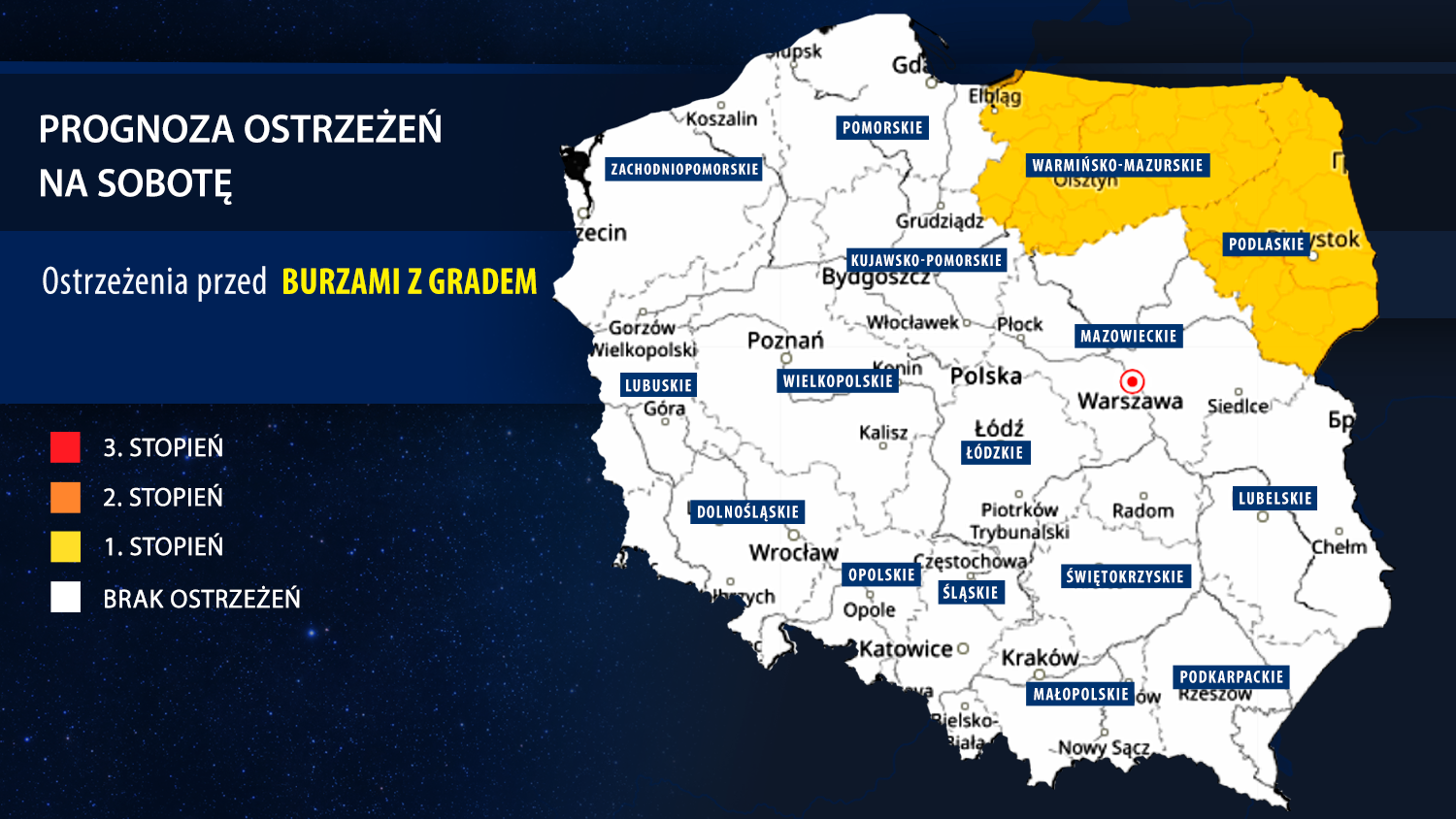 Prognoza zagrożeń IMGW na sobotę