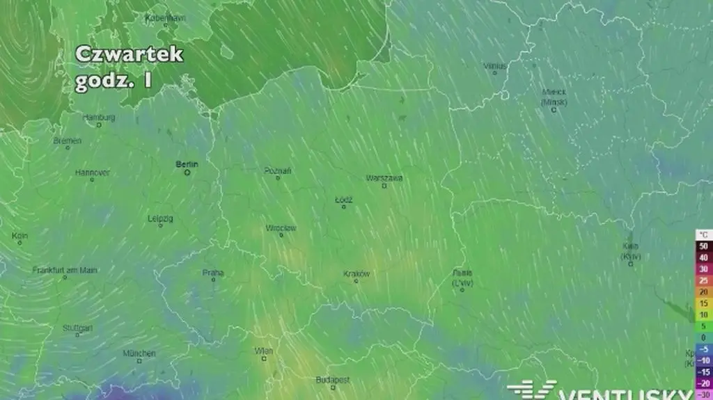 Rozkład i wysokość temperatury w najbliższych dniach (ventusky