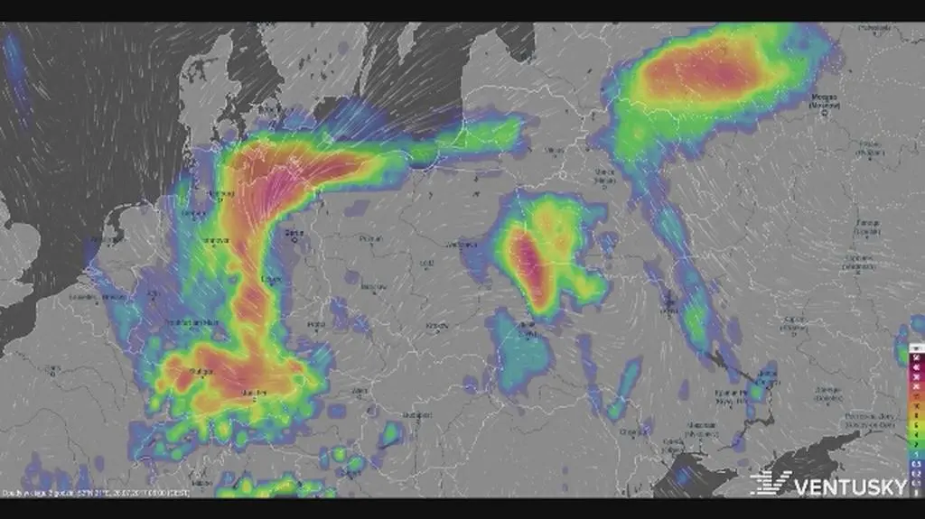 Rozkład opadów w najbliższych dniach
