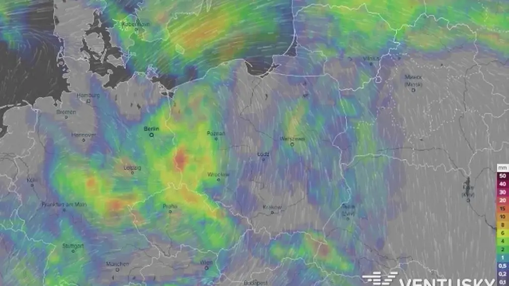 Rozkład opadów w najbliższych dniach