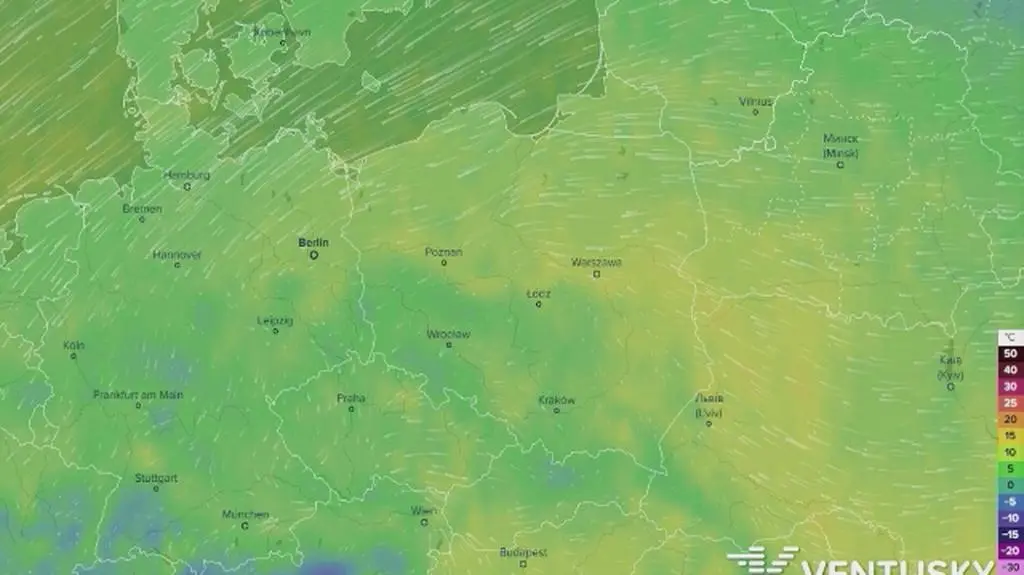 Rozkład temperatur w ciągu 5 najbliższych dni