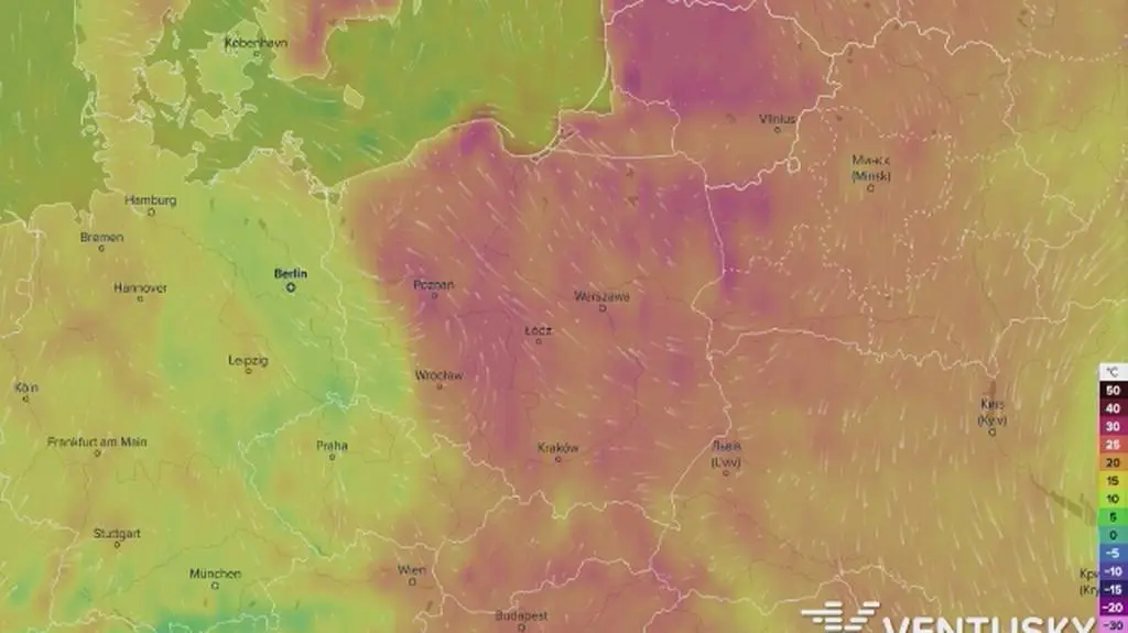 Rozkład temperatur w najbliższych dniach