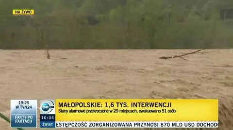Rzeka Raba zalała część Myślenic