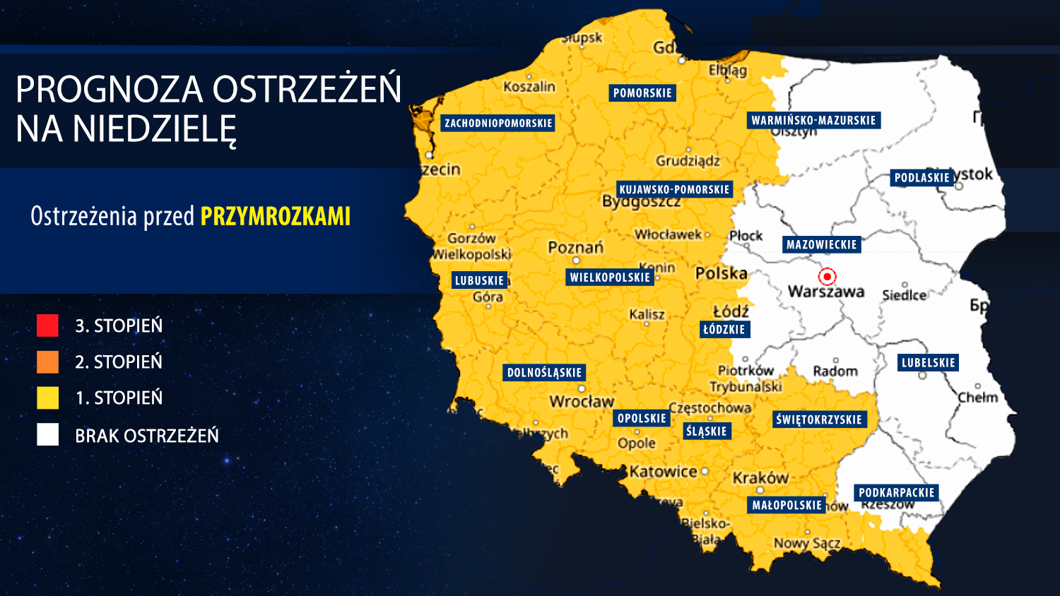 Prognoza zagrożeń meteorologicznych na niedzielę