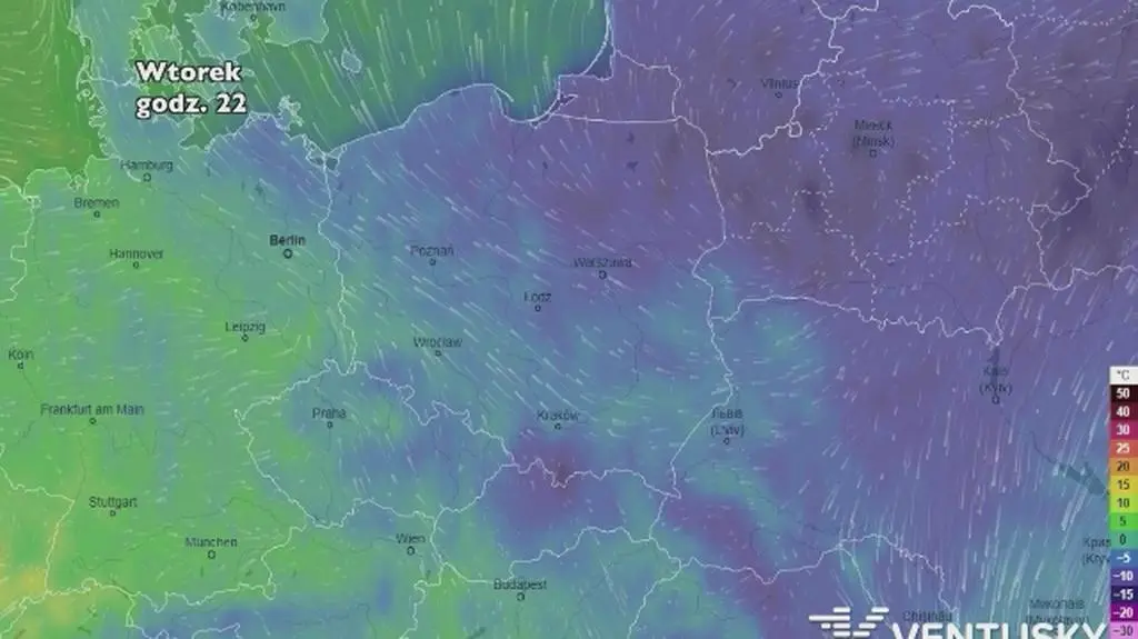 Temperatura w poniedziałek (vemtusky
