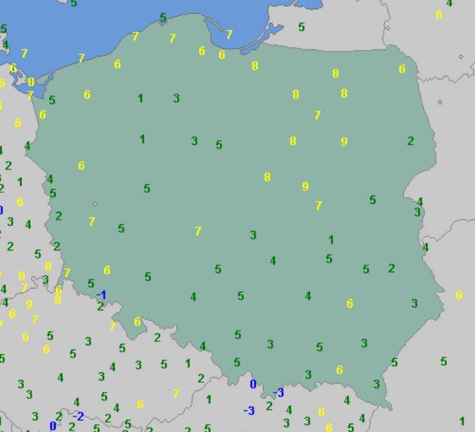 Temperatura minimalna w sobotę