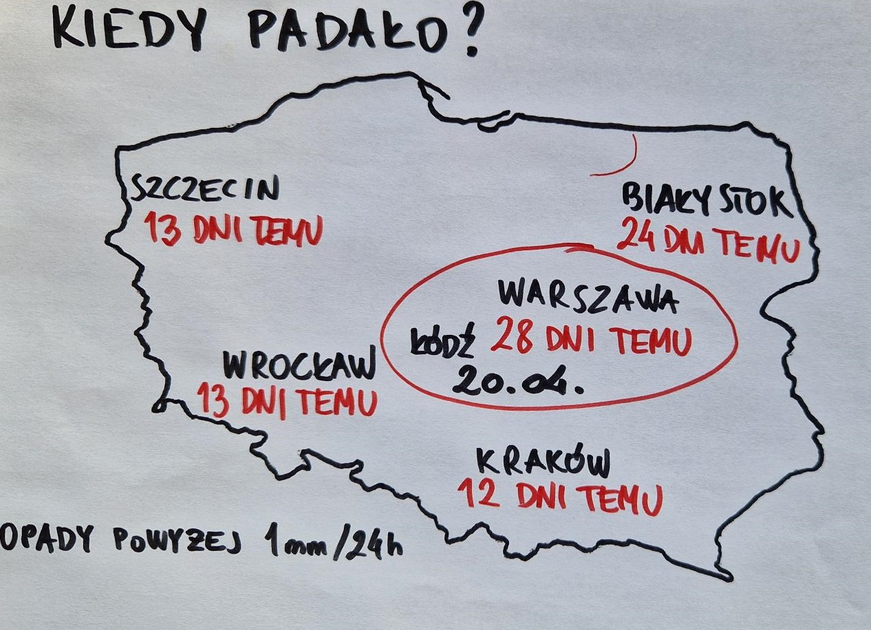 Ostatnie znaczące opady w Polsce, stan na 18.05