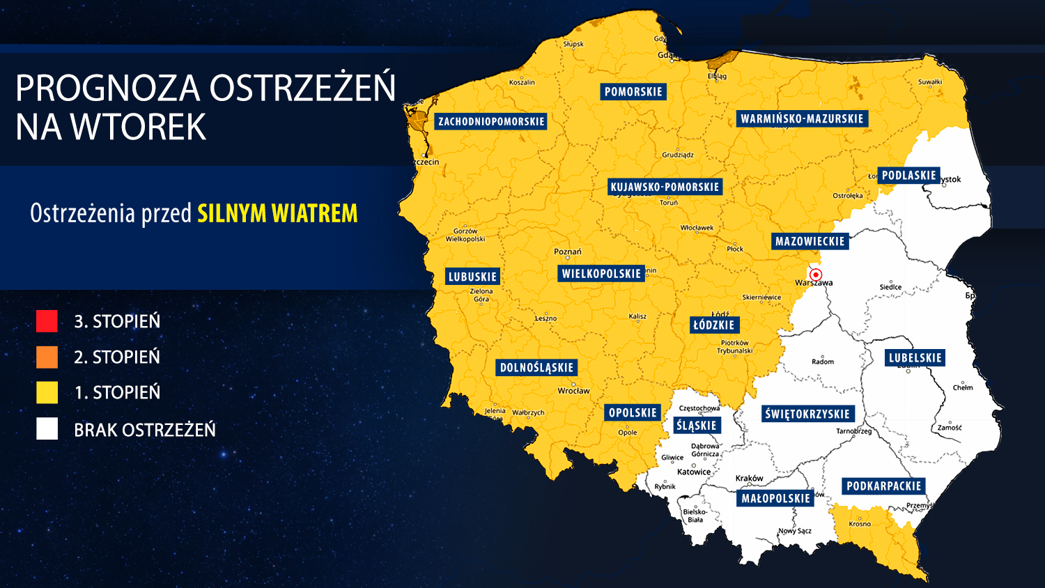 Prognoza zagrożeń na wtorek