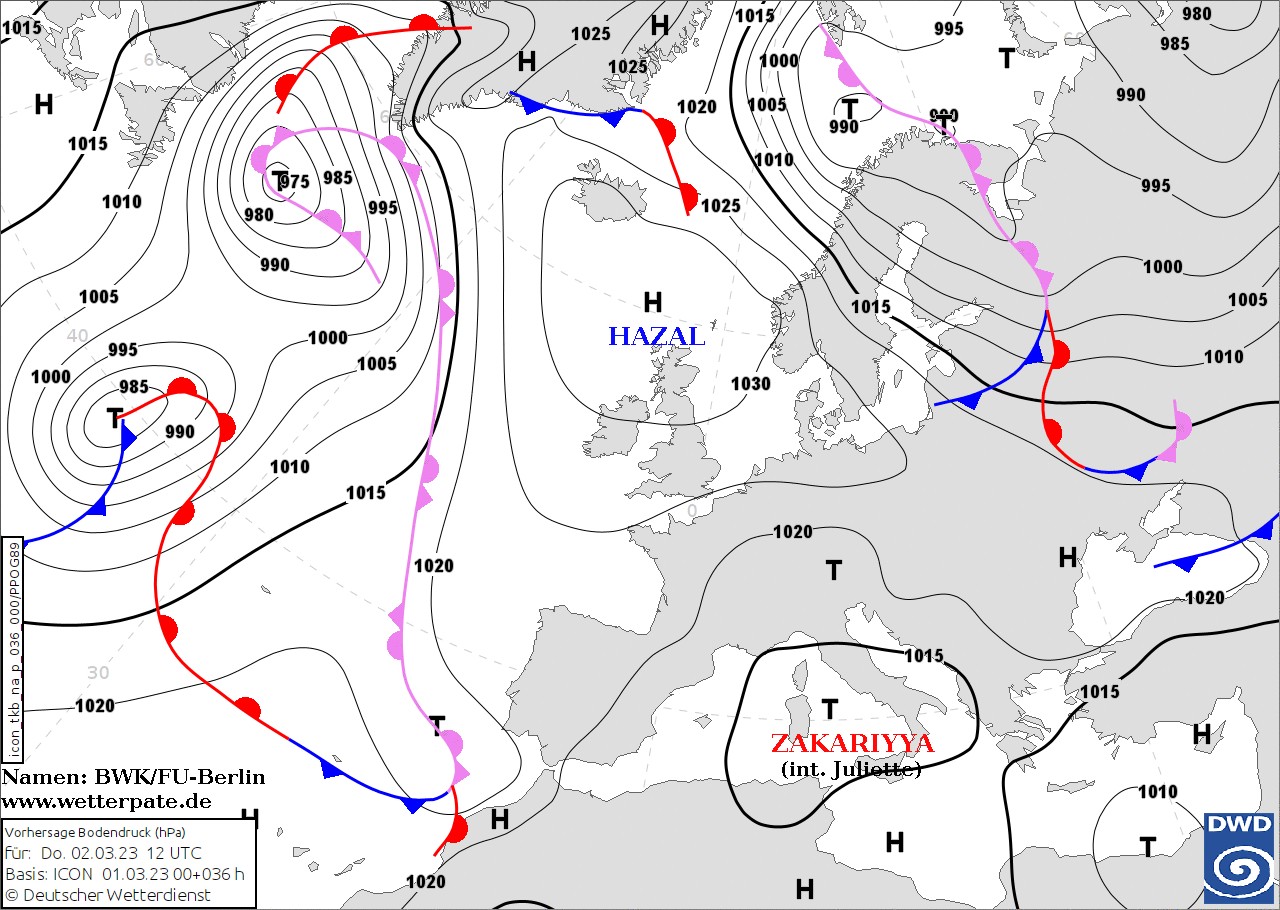 Wyż Hazal zlokalizowany jest nad północno-zachodnią Europą