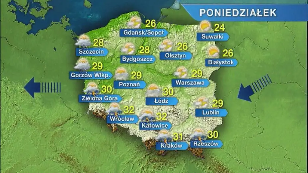 Warunki biometeo w poniedziałek 