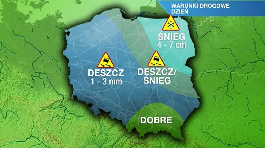 Warunki drogowe w dzień 17