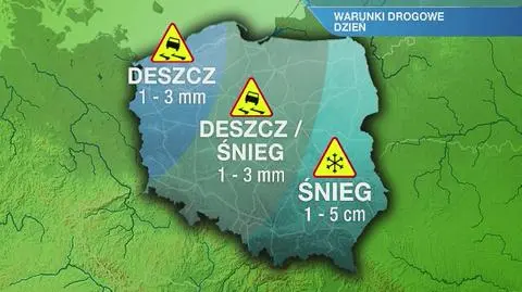 Warunki drogowe w poniedziałek 9
