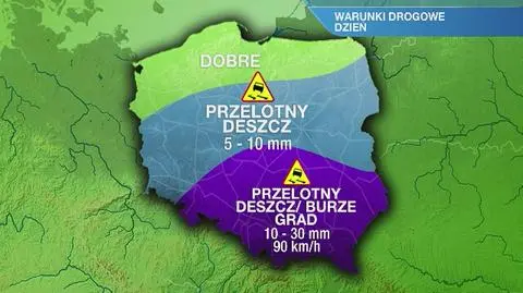 Warunki drogowe w poniedziałek