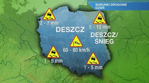 Warunki drogowe w poniedziałek