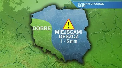 Warunki drogowe w poniedziałek