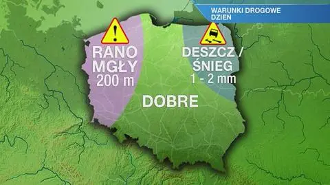 Warunki drogowe w poniedziałek