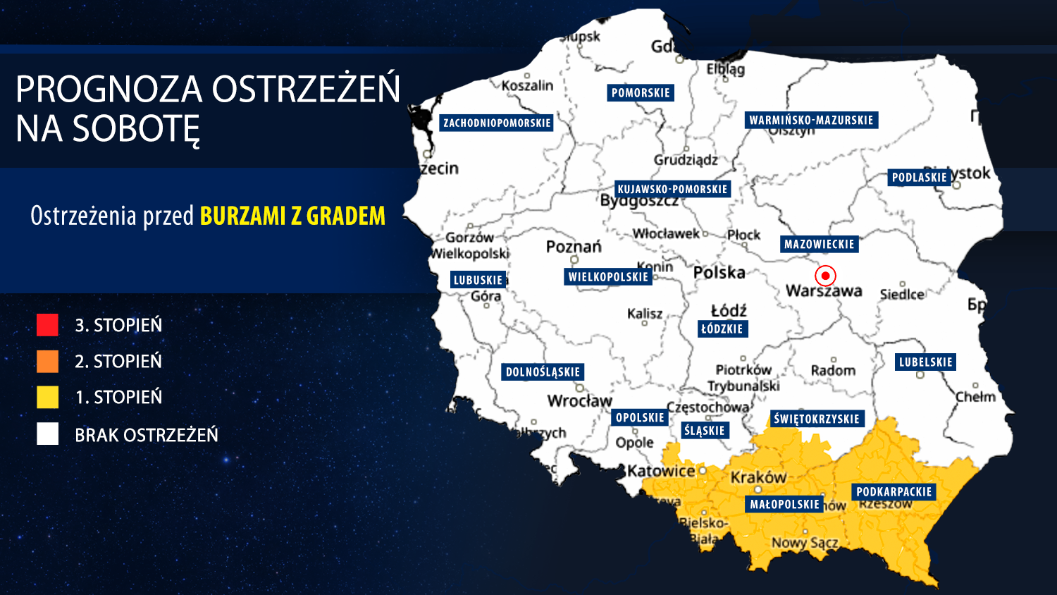 Prognoza zagrożeń IMGW na sobotę