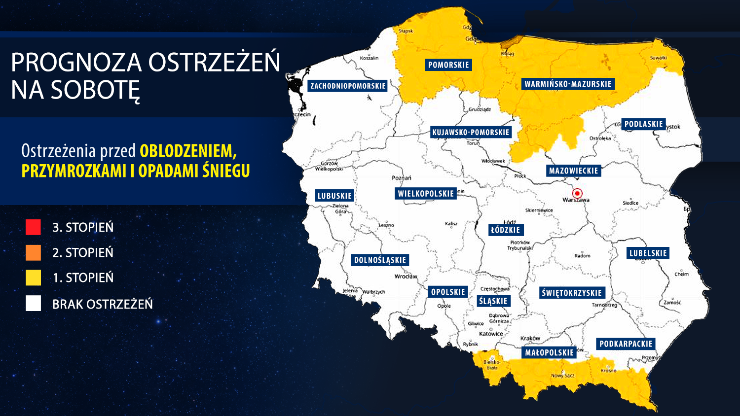 Prognoza zagrożeń IMGW na sobotę