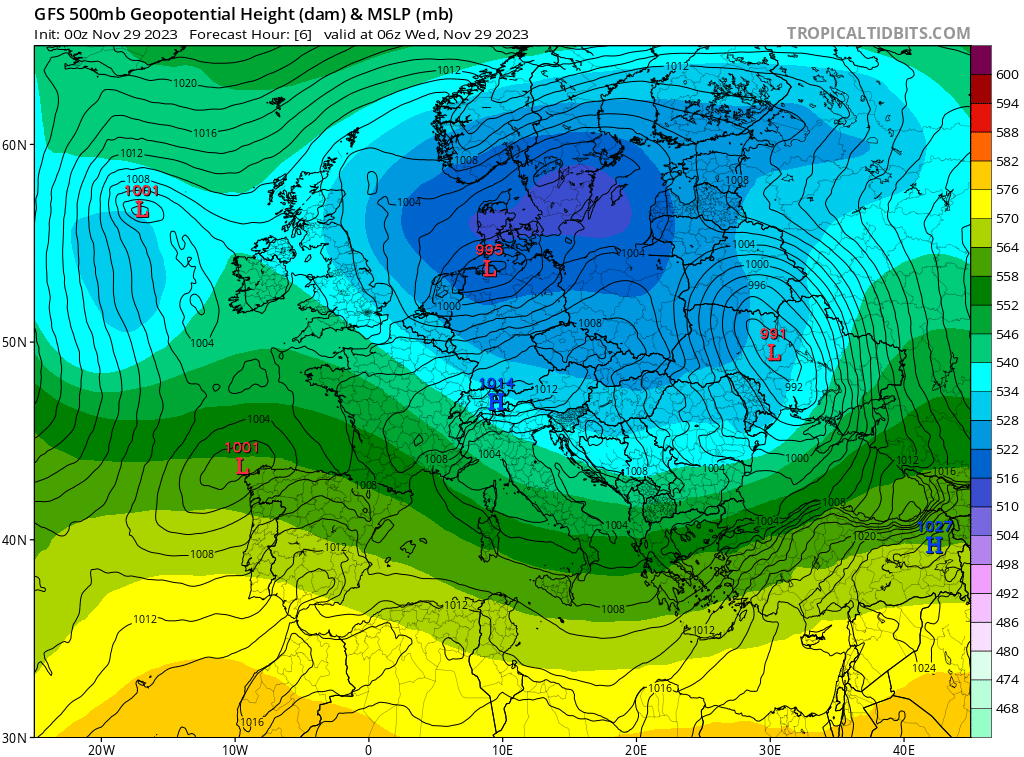 Porcja zimna nad Europą
