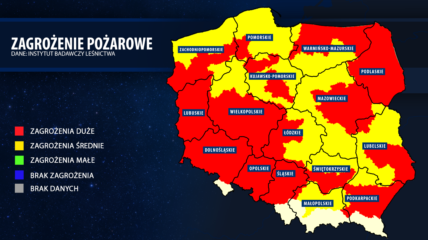 Zagrożenie pożarowe w lasach we wtorek