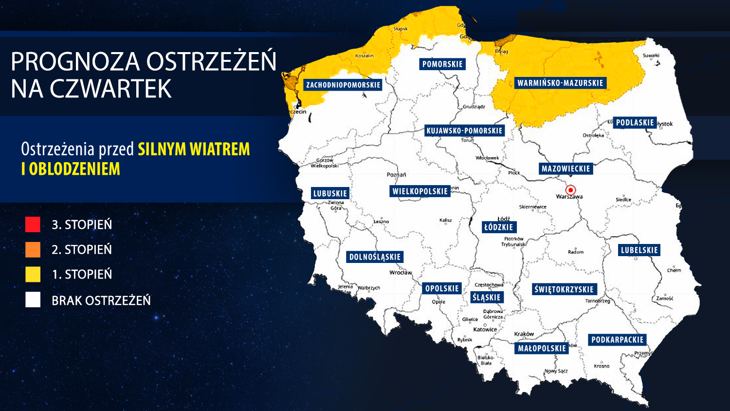Prognoza zagrożeń IMGW na czwartek