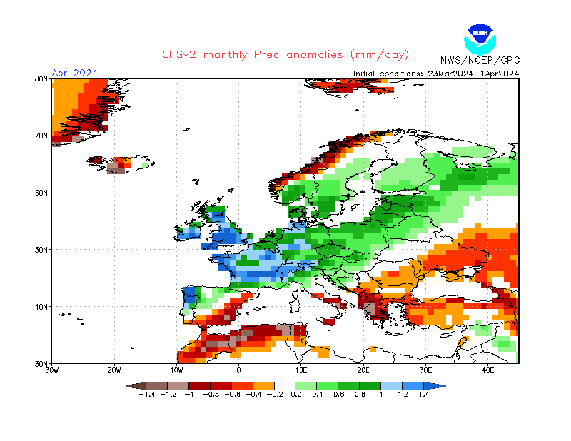 Prognoza odchylenia średniej sumy opadów od normy wieloletniej