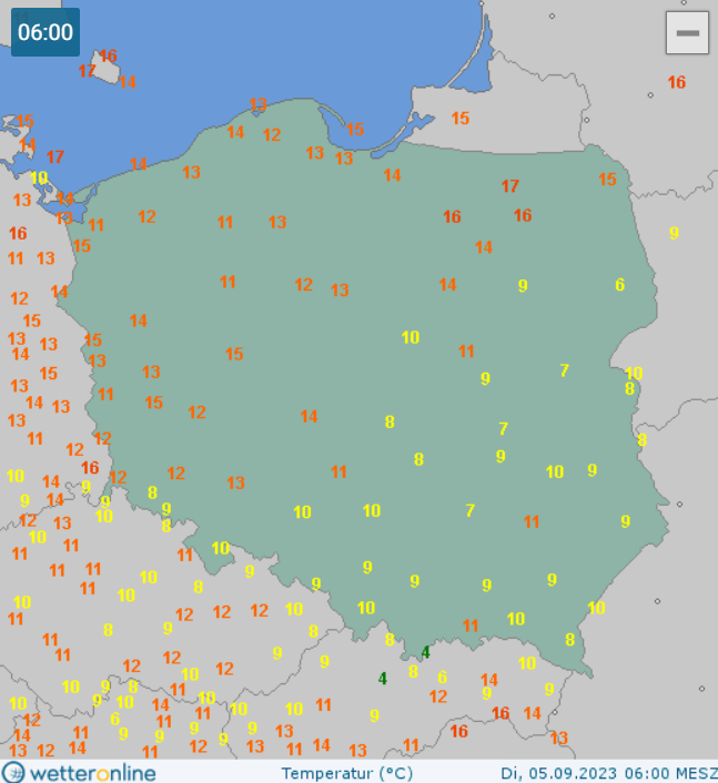 Temperatura w Polsce we wtorek 5.09