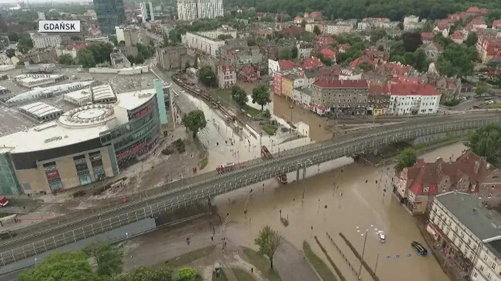 Zalany Gdańsk - wideo z drona