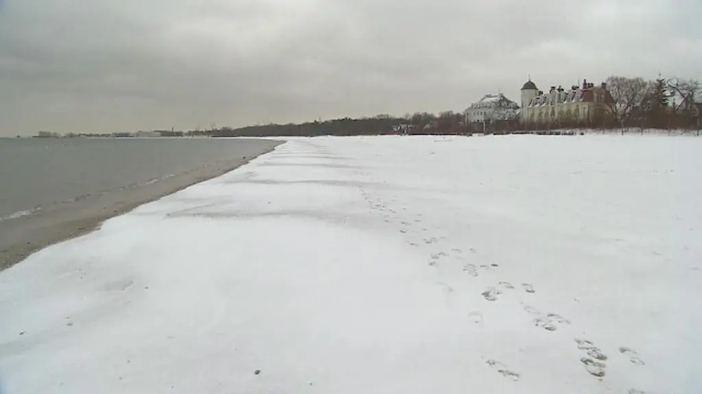 Zaśnieżona plaża w Gdańsku