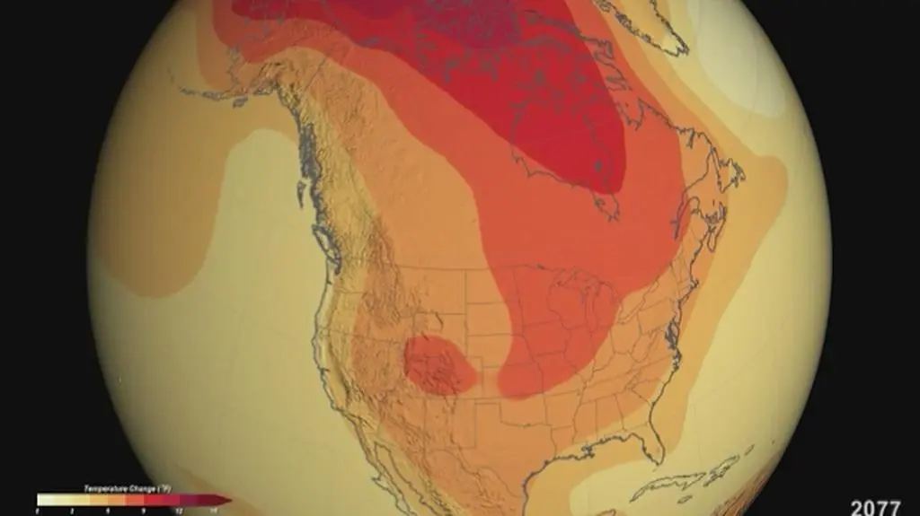 Zmiana klimatu USA do 2100 roku według dwóch scenariuszy