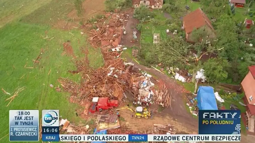 Zniszczenia po nawałnicach w Bogaczewie (woj