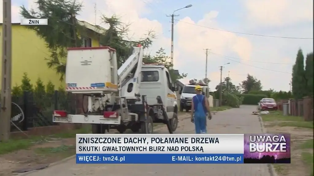 Zniszczenia w Żninie przy ulicy Cichej