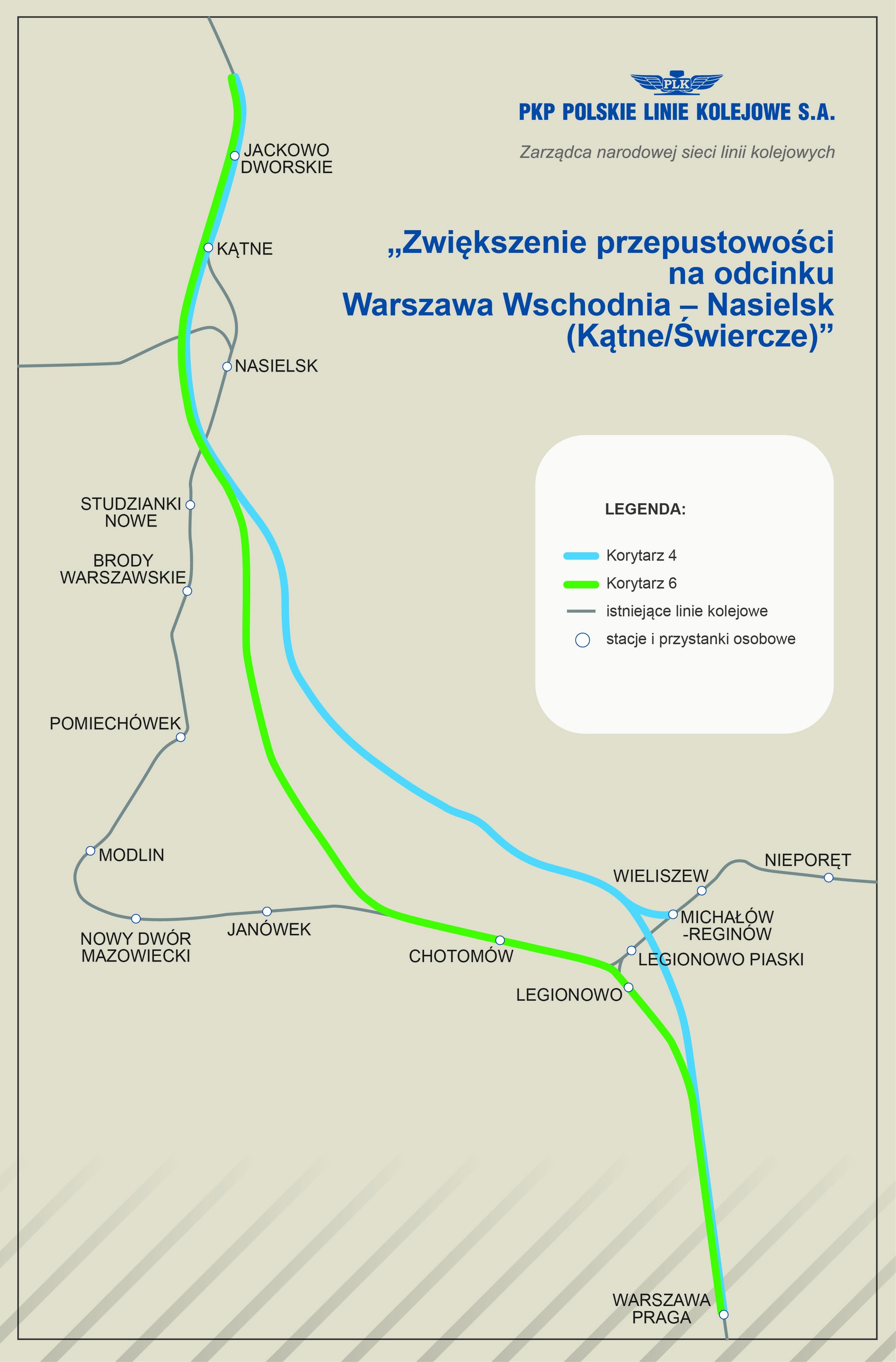 Warianty korytarzy linii kolejowej do Nasielska